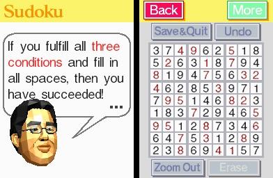 A completed sudoku puzzle in Brain Age.