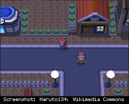 Running around at night in Pokemon Diamond.