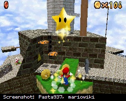 Collecting 100 coins in Super Mario 64 DS.