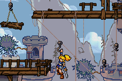 Sia grapples onto a hook.