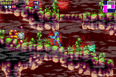 A hazy maze cave in Metroid Fusion.