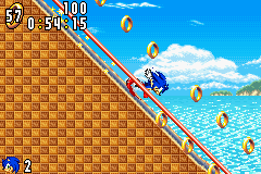 Running down the ramp in Sonic Advance.