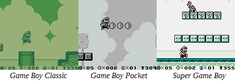 Comparison of Game Boy screens.
