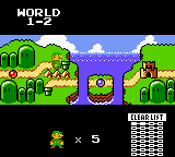 Luigi prepares to enter World 1-2 in Super Mario Bros. Deluxe.