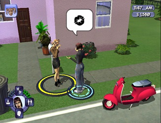 Chatting up Mimi in The Sims: Bustin' Out.