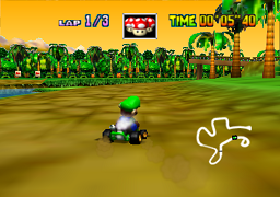 Luigi time-trialling DK's Jungle Parkway in