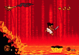 Aladdin escaping the Cave of Wonders.
