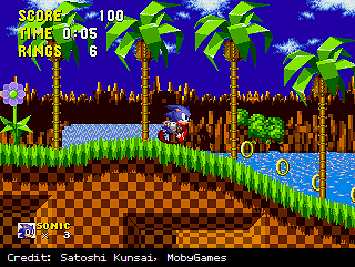 Running down the hill in Sonic the Hedgehog.