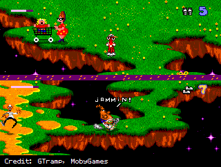 TJ avoids an earthling while Big Earl runs along a ledge.