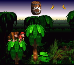 Climbing trees in Donkey Kong Country.