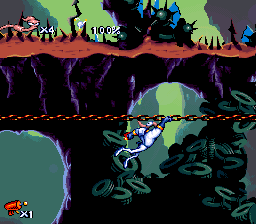 Grappling on a chain in Earthworm Jim.