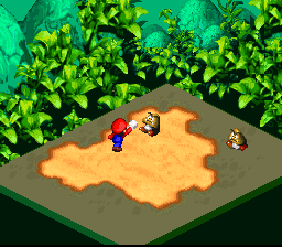 Mario doing what he does best in Super Mario RPG.