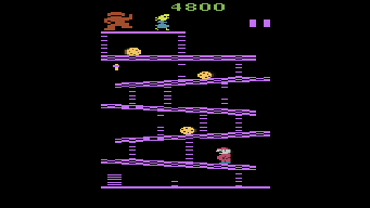 Mario ascends the 25m scaffold in Donkey Kong.