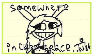 Sacrificed for the narrative. Lived by the bit, died by the bit. That sort of thing. Jax from the Amazing Digital Circus with a stylish women's hairdo, necklace, and off the shoulder blouse with exposed bra straps. Over the image are the words, Somewhere in Cyberspace...