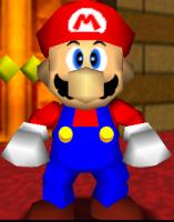 Actual Size (not to scale) Mario in Super Mario 64 using an unused lighting scheme.