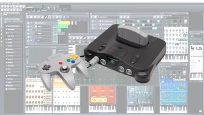 A Nintendo 64 and controller with LMMS in the background.
