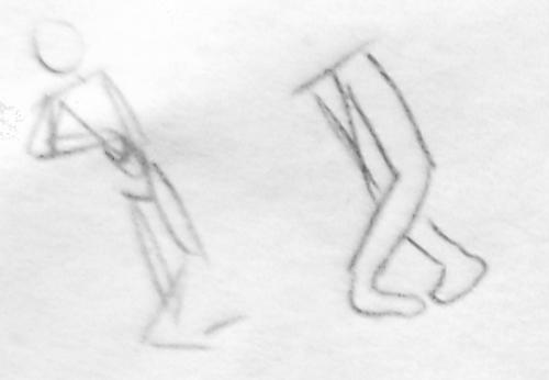 Closeup of the posture references from the sketch.
