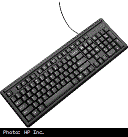 A computer keyboard with a numerical pad
