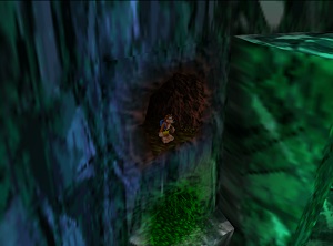 Screenshot. Banjo finds a cavern.