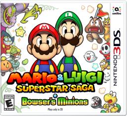 Mario and Luigi standing against a white void, surrounded by the cast of characters.