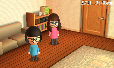 Tina and Gina hanging out at home.