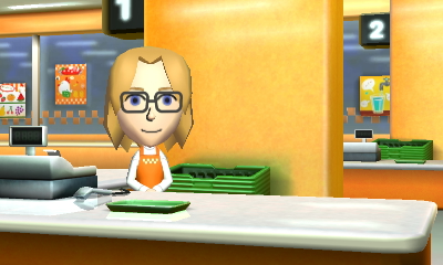 Mickey working his night job at the Food Mart.