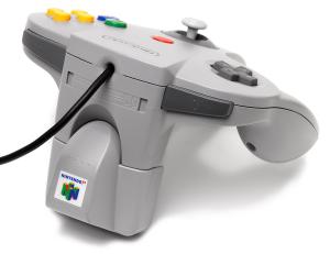 Rumble Pak attached to the N64 controller.