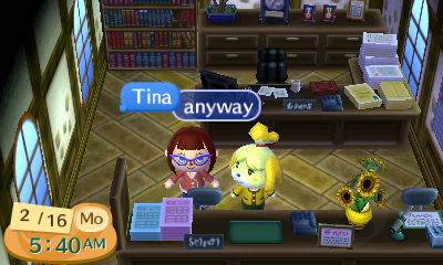 Tina turns to Isabelle and says, 'Anyway...'