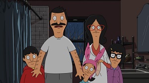 Screenshot: The Belchers hide in some dead person's bathroom.