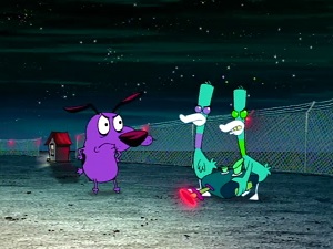 Screenshot: Courage meets the Space Ducks.