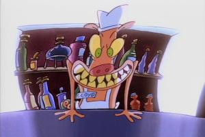 Screenshot: Lloyd, the bartender at the gates of Hell.