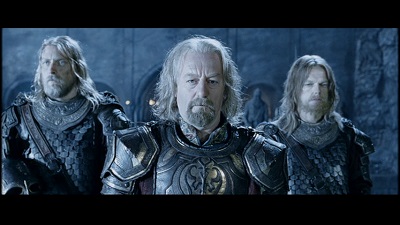 Image. King Th&eacute;oden awaits the arrival of the Uruk-Hai in The Two Towers.