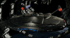 Enterprise leaving dry-dock.