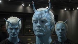 Andorian commander, Shran, and his entourage.