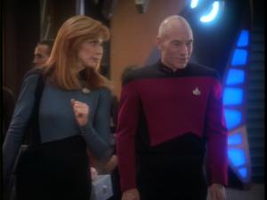 Dr. Crusher and Capt. Picard visiting Deep Space Nine.