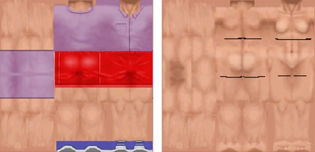 B001FaFitLgt with garments applied compared to reference lines B001FaFitLgt with primitives applied, compared to croptop and shorts reference lines.