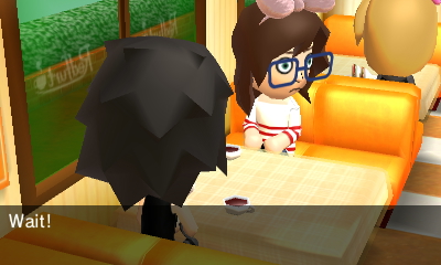 A voice from behind Tina exclaims, Wait!